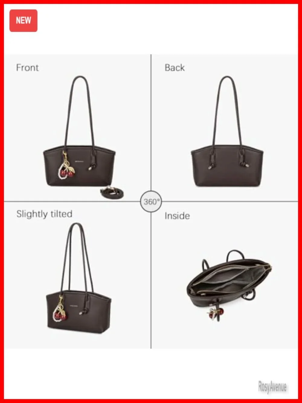 Faux Leather Tote Bag for Women Hobo Purse Crossbody Shoulder Bag with Cherry